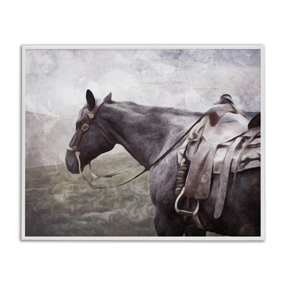 Stupell Industries Rustic Lodge Horse with Saddle White Framed Giclee Art, 14 x 11, by Milli Villa