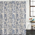 thumbnail image 2 of Blue Flowers Shower Curtain, Waterproof Shower Curtains for Bathroom, Retro Rustic Botanical Floral Leaves Vines Washable Fabric Bathtub Curtain Set Bath Decor with 12 Hooks 72"x78", 2 of 8