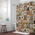 thumbnail image 6 of Vintage Brown Plaid Shower Curtain for Bathroom Decor, Chicken Cattle Pig Farmhouse Animal Waterproof Fabric Shower Curtain, 72"x96" Set with 12 Hooks, 6 of 9