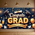 thumbnail image 2 of Decorative Cap Graduation Banner Celebration Stars Congrats for Graduation Party Indoor Event Photo, 2 of 8