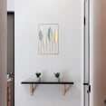 thumbnail image 5 of Decoración de pared de metal dorado, decoración de pared de hojas con marco, decoraciones de pared para sala de estar, dormitorio, decoración de oficina (11,8 x 17,7 pulgadas, hojas doradas), 5 of 5
