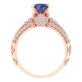 thumbnail image 4 of Clara Pucci 14K Rose Gold 2.095 Simulated Tanzanite Engraveable Engagement Ring + Wedding Band Set, 4 of 7