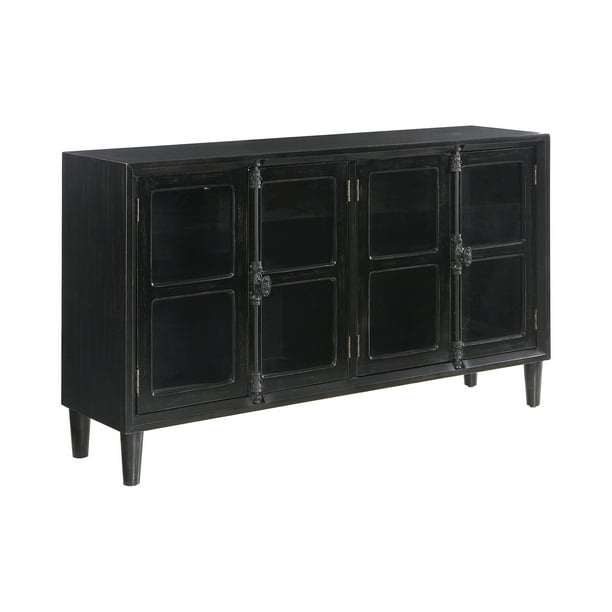 Mapleton 4 Door Accent Cabinet Black Com Mapleton 4 Door Accent Cabinet Black, Small Black Accent Cabinet With Doors