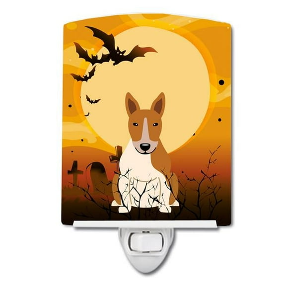 Halloween Bull Terrier Red White Ceramic Night Light