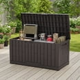 thumbnail image 7 of SHOUFTW 60-Gallon Waterproof Deck Box, UV-Resistant Resin Outdoor Storage, Lockable Wide-Opening Lid, Garden Patio Storage Bench, Brown, 7 of 7