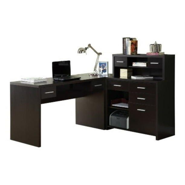 Monarch Specialties Computer Desk L Shaped Left Or Right Set Up Corner With Hutch 60 Cappuccino Com Monarch Specialties Computer Desk L, L Shaped Home Office Desk With Drawers