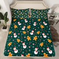 thumbnail image 2 of Homewish Kawaii Gingerbread Man Bed Sheets,Cute Christmas Snowman King Sheets,Green Brown White Sheet Set For Girls Kids,Breathable Home Decor,4-Piece, 2 of 7
