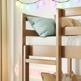 thumbnail image 6 of Triple Twin Bunk Bed, Rubber Wood, Detachable into 3 Beds, Built-in Ladders, Guardrails, Space-Saving Design, White Oak, 6 of 10