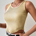 thumbnail image 7 of Wycnly Womens Tank Tops Soft Knitted Ribbed Going out Vest Cropped Tops Summer Fashion Plain Round Neck Sleeveless Shirts Blouse Khaki l, 7 of 7