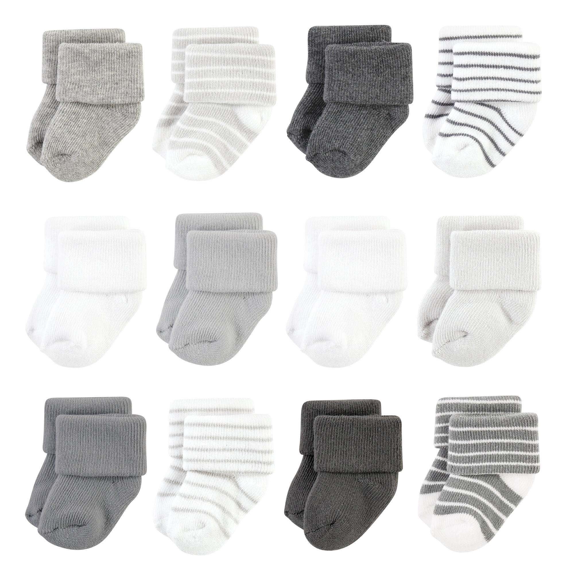 Hudson Baby Cotton Rich Baby Terry Socks 24-Pack, Gray