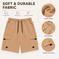 thumbnail image 4 of Men’s Cargo Shorts, 100% Polyester Elastic Waist Drawstring Shorts with Multi Pockets, Loose Fit Knee Length Casual Shorts for Summer Travel Outdoor Wear, 4 of 7