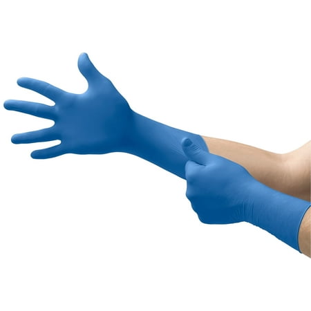 Ansell Microflex SafeGrip SG-375 Disposable Latex Gloves, 14.2mil, Blue Medium, Box of 50