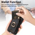 thumbnail image 6 of Allytechgroup Wallet Case for iPhone 16e, Support Car Mount, Luxury PU Leather Shockproof Anti-Fall 360° Finger Ring Stand Rotatable Kickstand Case with Magnetic Snap & Card Slots, Black, 6 of 8