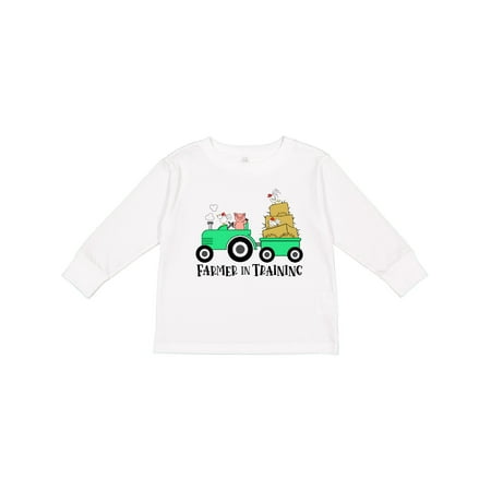 

Inktastic Farmer in Training Cute Pig Chickens and Tractor Gift Toddler Boy or Toddler Girl Long Sleeve T-Shirt