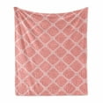 thumbnail image 1 of Abstract Soft Flannel Fleece Blanket, Modern Illustration of Retro Rectangular Swirl Optical Illusion Pink Warm Tones, Cozy Plush for Indoor and Outdoor Use, 50" x 60", Blush Coral, by Ambesonne, 1 of 5