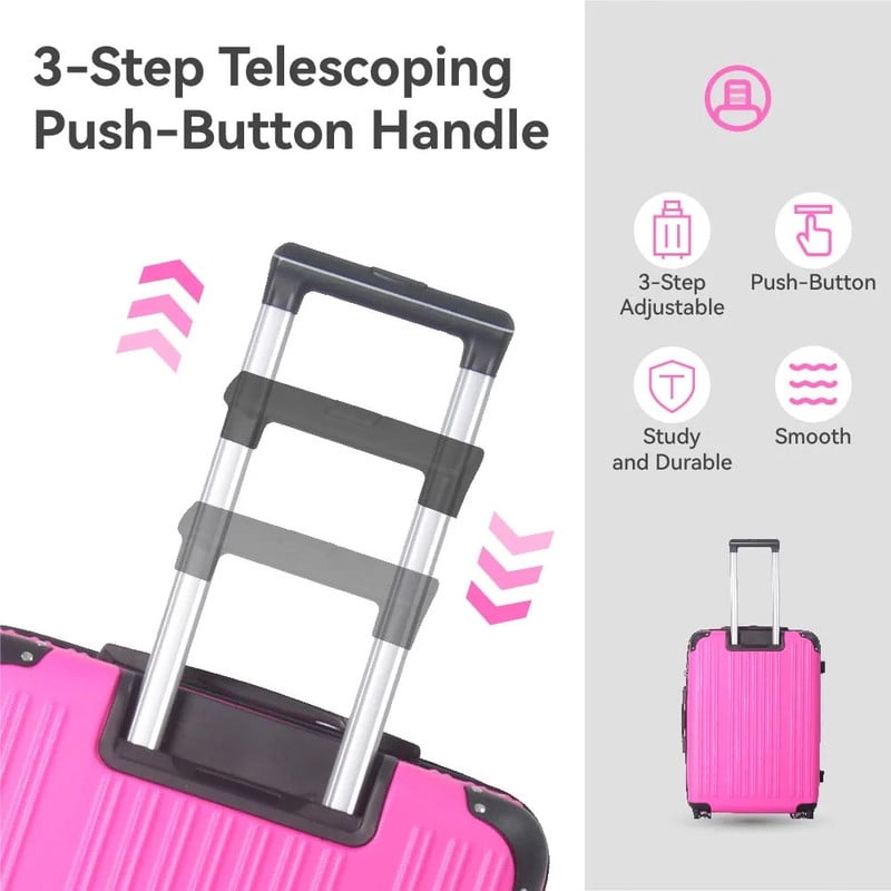 3-Piece Lightweight Luggage Set (20", 24", 26") with Spinner Wheels, Trunks with TSA Lock and Adjustable Telescopic Handle