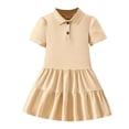 thumbnail image 3 of Girls Pique Polo Dress, Short Sleeve School Uniform A-Line Casual Dress for Kids, 3 of 5
