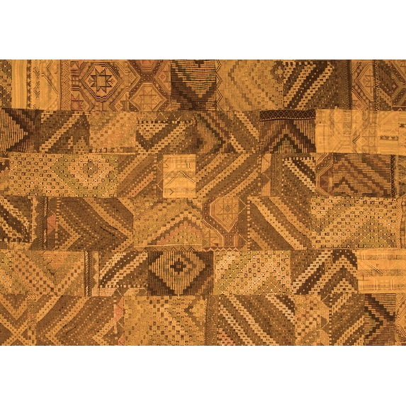 Ahgly Company Indoor Rectangle Abstract Orange Contemporary Area Rugs, 5' x 7'