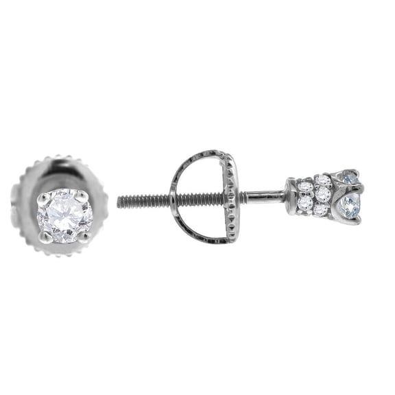 925 Sterling Silver Round Cut Solitaire Cubic Zirconia Unisex 3D Basket Set Stud Earrings | 3mm