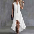 thumbnail image 4 of Women's Solid Color Sleeveless Lapel Zipper Jumpsuit Long Skirt Casual Fashion, 4 of 7