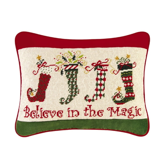 Dancing Stocking Needlepoint Pillow, 12" x 16"