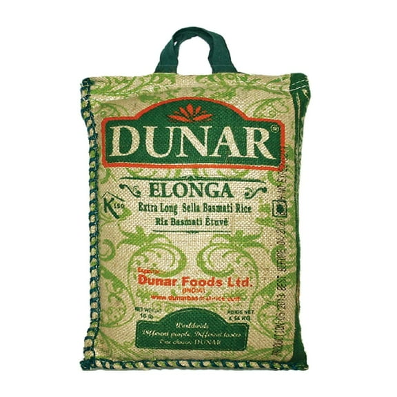 Dunar Elonga Sella Basmati Rice, Parboiled, 10 Pound