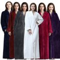 thumbnail image 3 of Peignoir à Glissière pour Femmes en Flanelle Polaire, Peignoirs d'Hiver Chauds, Robe de Chambre, Chemise de Nuit, 3 of 3