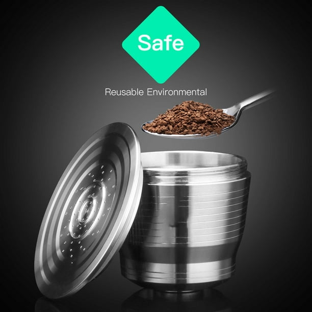 Capsule de café réutilisable en acier inoxydable pour capsule rechargeable  Nespresso, capsule de filtre à café réutilisable pour Nespresso, cuillère à  café + pinceau (2 capsule,1 Tamper) : : Cuisine et Maison