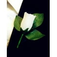 thumbnail image 1 of Angel Isabella Classic Rose Boutonniere with Very Nice Vein Pattern Printed Leaf. Pin Included (White), 1 of 3