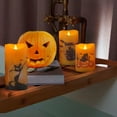 thumbnail image 4 of Halloween Flickering Flameless Candles with Remote and Timer, LED Real Wax Battery Operated Candles, Halloween Decorations Indoor(3" × 4" 5" 6", Set of 3), 4 of 10