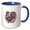 Blue/White, variant on 3drose, Funny Rooster Art. Red, Blue, Orange Flowers. Chic Gift for All, 11oz Two-tone Black Mug