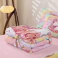 thumbnail image 5 of Homewish Cute Unicorn Girls Zipper Full Size Comforter Sets with Fitted Sheet and 2 Pillowcases,Romantic Pink Rose Blossom Flower Zipper Bedding Set For Kids,Pink Reversible,4-Piece, 5 of 7