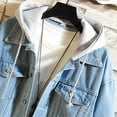 thumbnail image 4 of JTieacloth Men's Lightweight Jacket Mens Spring And Autumn Leisure Solid Color Buckle Hooded Denim Jacket Coat Blue, 4 of 4