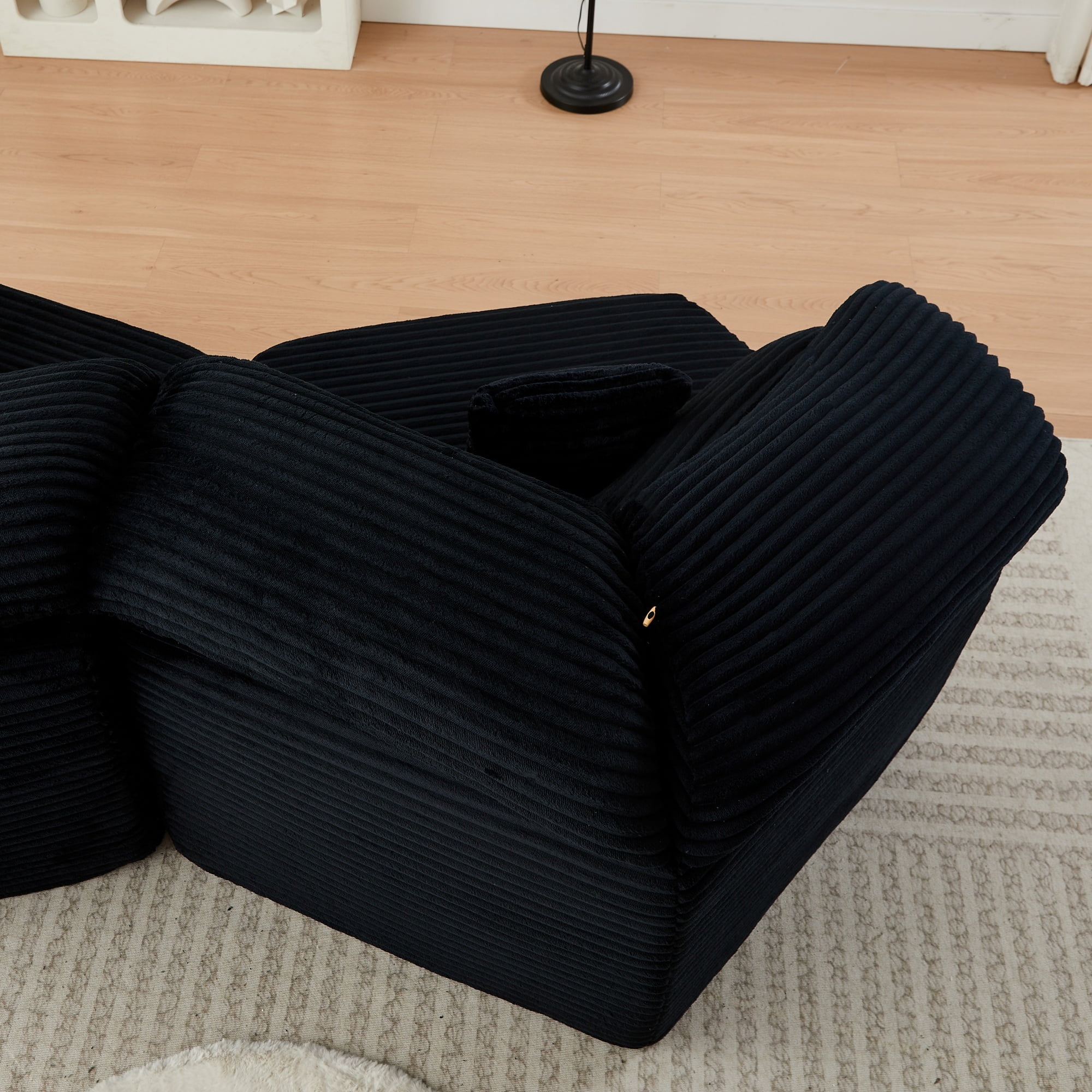 Compressed Boneless Floor Sofa, Modular Couch with Multi-Cushion Backrest, Upholstered Futon Loveseat, Accent Armchair Set of 2