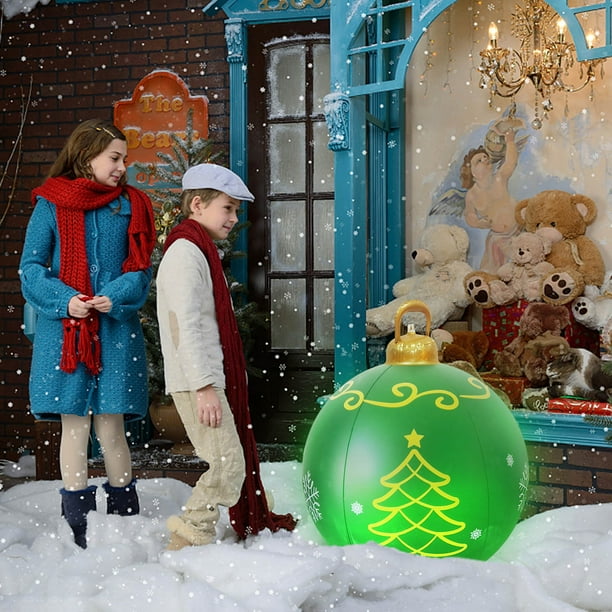 Wmhnj Bola inflable navideña de exterior de 60 cm con luz LED - Decoracin navideña para jardn en PVC resistente a la intemperie