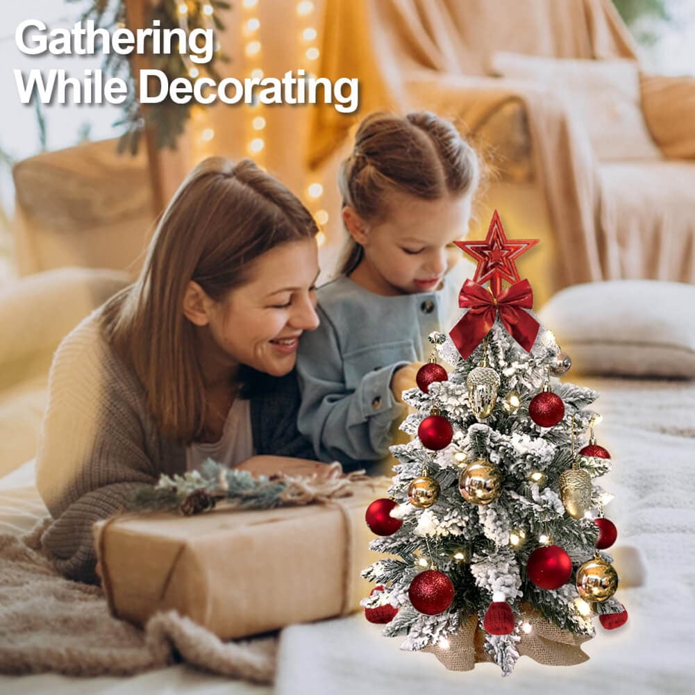 Kadyn Small Christmas Tree, 2ft Mini Christmas Tree, Artificial Small Desktop Xmas Tree with Tree Ornaments, for Christmas Thanksgiving Decorations-E Kadyn Small Christmas Tree, 2ft Mini Christmas Tree, Artificial Small Desktop Xmas Tree with Tree Ornaments, for Christmas Thanksgiving Decorations-E