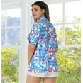 thumbnail image 3 of HAPPY BAY Women's Button Down Blouses Casual Summer Beach Party Blouses Shirt Collared Blouse Short Sleeve Tropical Vacation Button up Tee Hawaiian Shirts for Women XL Checks, Blue, 3 of 4