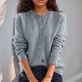 thumbnail image 6 of Cardigan Sweaters for Women Fall Solid Button Up Knit Tops Lightweight Trendy Warm Soft Clothes Light Gray L, 6 of 6