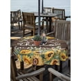 thumbnail image 2 of Outdoor Tablecloths with Umbrella Hole & Zipper, Sunflower Round Tablecloth 54 Inch, Yellow Summer Botanical Flowers Wooden Waterproof Table Cloth, Patio/Pool/Picnic Table Covers, 2 of 8