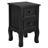 Costway Black Night Stand w/ 2 Storage Drawers, Wood End Accent Table ...