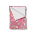 thumbnail image 2 of Pink and White Soft Flannel Fleece Throw Blanket, Abstract Pattern of Colorful Donut Sprinkles Tasty Food Bakery Theme, Cozy Plush for Indoor and Outdoor Use, 50" x 60", Multicolor, by Ambesonne, 2 of 6