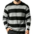 thumbnail image 5 of Men's Fall Winter Crewneck Striped Knit Pullover Sweater, Loose Fit Color Block Knit Long Sleeve Casual Top for Daily Wear , M, 5 of 6