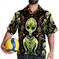 thumbnail image 4 of Alien Men's Short Sleeve Beach Shirts, Casual Button Down Poplin Printed Summer Tops - Unisex, 4 of 6