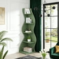 thumbnail image 3 of Fnova 70" 5-Tier Corner Shelving Unit, Modern Tall Storage Shelf Bookcase Plant Stand Organizer Unit for Home Office Living Room Bedroom, Green, 3 of 11
