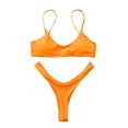 thumbnail image 5 of Siilsaa Women's Solid Scoop Neck Push up Padded Brazilian Thong Bikini Swimsuit Bathing Suit Orange,XL, 5 of 5