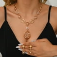 thumbnail image 6 of AEXTO Floral Statement Necklace & Matching Earrings with Rhinestone Accents, Elegant Accessories for Women, Perfect for Weddings, Parties & Special Occasions Jewelry Sets for Women, 6 of 12