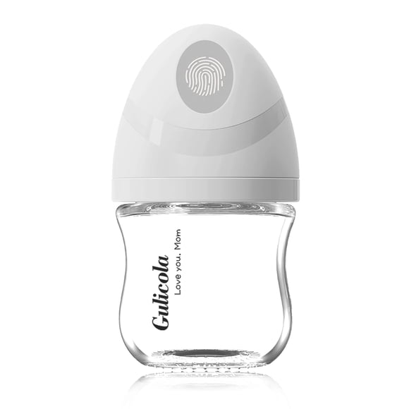 Gulicola Biberon en Verre Naturel, Petit Format, 90 ml (3 oz), Tétine à Débit Très Lent, Lot de 1 - Blanc