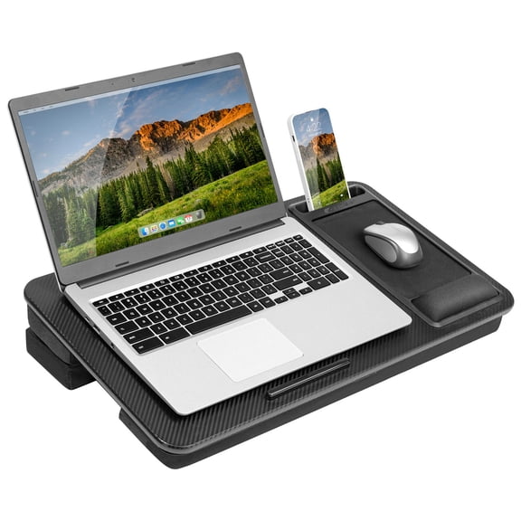 LapGear Elevation Pro Lap Desk with Wrist Rest and Adjustable Cushion, Black Carbon