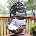 thumbnail image 5 of Sunnydaze Cordelia Resin Wicker Egg Hanging Chair with Cushions, Gray, 5 of 9