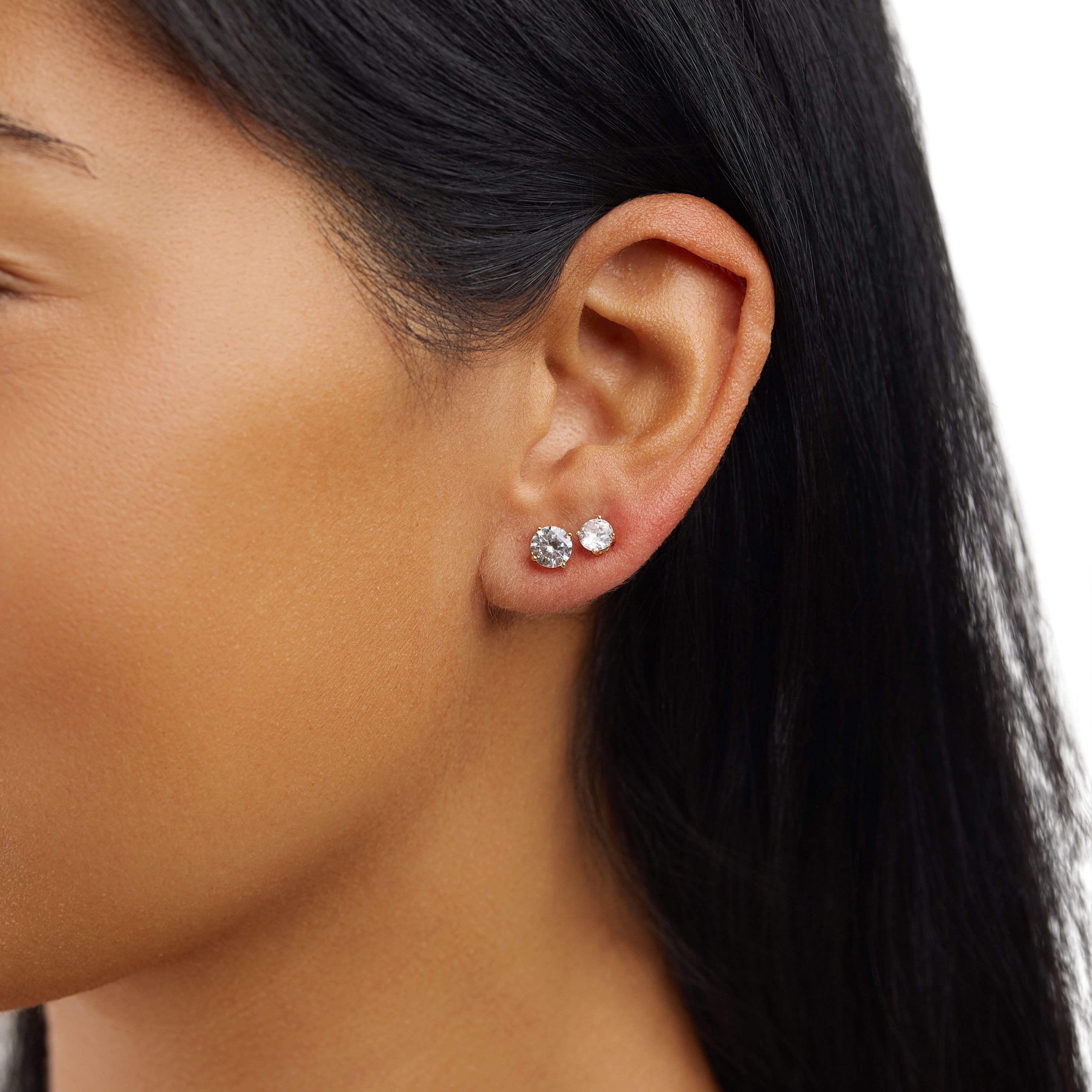 Marisol & Poppy Cubic Zirconia 2-Piece Stud Earrings Set in Gold over Sterling Silver for Women & Teens
